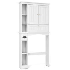 Over the Toilet Storage Cabinet with Adjustable Shelf and Bottom Bar-White