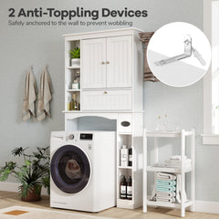Over the Toilet Storage Cabinet with Adjustable Shelf and Bottom Bar-White