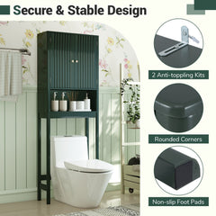 Over The Toilet Storage Cabinet with Fluted Doors-Green