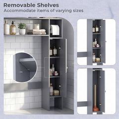 Over the Toilet Storage Cabinet with Toilet Paper Holder-Gray