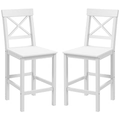 Counter Height Stools Set of 2, Farmhouse Bar Stools with Backs, Solid Wood Counter Stools for Kitchen Island