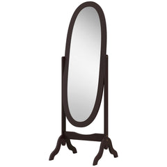 Floor Standing Mirror Full Length Mirror with Adjustable Angle Oval Frame for Dressing Room Bedroom Living Room White