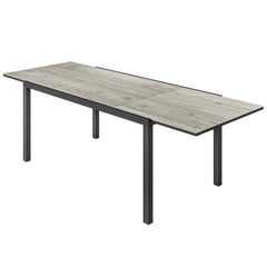 63"-94.5" Extendable Patio Dining Table for 6-8 Person, Outdoor Dining Table with Aluminium Edging, Steel Frame, Brown