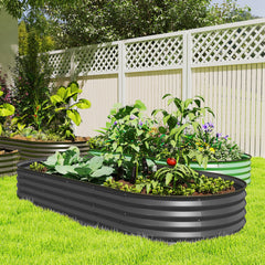 7 x 3 x 1ft Galvanized Raised Garden Bed Kit, Metal Planter Box with Safety Edging, Dark Grey