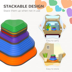 6PCs Non-Slip Stackable Kids Stepping Stones, Heart-Shaped
