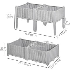 1 Piece Raised Garden Bed PP Raised Flower Bed Vegetable Herb Grow Box Stand Brown