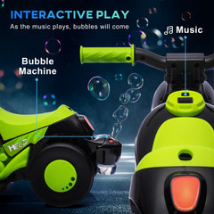 Electric Motorcycle for Kids, 6V Ride on Bubble Car with LED Headlight, Music, Pedal, for 2-5 Years Black