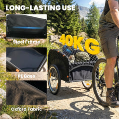 Bike Cargo Trailer, 45 Gal Bicycle Trailer Wagon Cart with Cargo Net, Quick Release 20" Wheels, Safe Reflectors