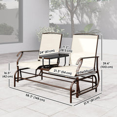 Patio Glider Rocking Chair 2 Person Outdoor Loveseat Rocker Garden Furniture Bench, Grey