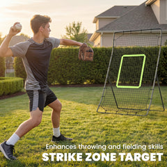 4 x 5.7ft Volleyball Rebounder Net with Strike Zone, Baseball Lacrosse Training Net for Pitching and Fielding