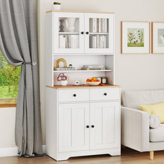 Pantry Cabinet with 2 Removable Shelves-White