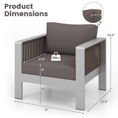 Aluminium Outdoor Armchair with 6 in Seat and 7 in Back Cushions