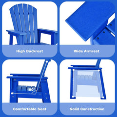 Kids Adirondack Chair for the Patio, All Weather Blue