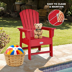 Patio Kids' Adirondack Chair with Ergonomic Backrest-Red