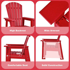 Patio Kids' Adirondack Chair with Ergonomic Backrest-Red