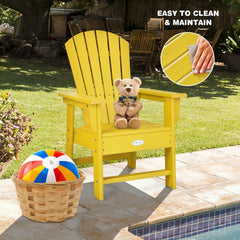 Patio Kids' Adirondack Chair with Ergonomic Backrest-Yellow