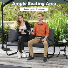 Patio Loveseat Sofa Couch with Removable Pillows and Seat Cushion-Gray