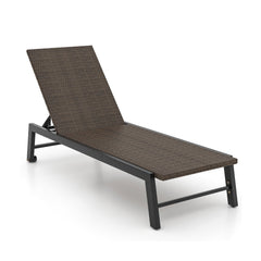 PE Rattan Chaise Lounge on Galvanised Steel with Wheels, 400 lb, Brown