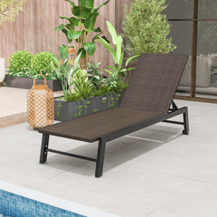 PE Rattan Chaise Lounge on Galvanised Steel with Wheels, 400 lb, Brown