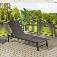 PE Rattan Chaise Lounge on Galvanised Steel with Wheels, 400 lb, Brown