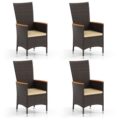 Patio Rattan Chairs Set of 4 Outdoor Wicker Dining Chairs with High Backrest-Beige