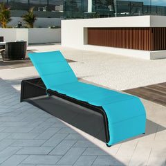 Rattan Chaise Lounger with Removable 2.5 in Cushion, 85 in, Turquoise
