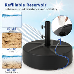 Patio Umbrella Base 88LBS Capacity Water and Sand Fillable Market Table Umbrella Stand-Black
