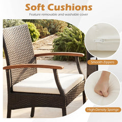 Patio Dining Chair with Soft Zippered Cushion-Set of 2