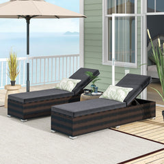 Wicker Lounge Chair with Long Seat Cushion and 4 Level Backrest, Brown