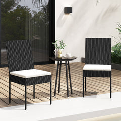 PE Wicker Patio Chairs Set of 2/4 with Cushions for Porch Deck Garden and Backyard-4 Pieces