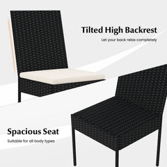 PE Wicker Patio Chairs Set of 2/4 with Cushions for Porch Deck Garden and Backyard-4 Pieces