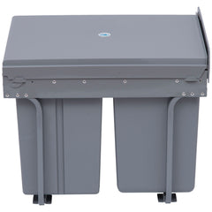 Pull Out Trash Can Under Cabinet, 10.6 Gallon (40L) Slide Out Garbage Can with 3 Removable Compartments, Grey