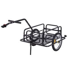 Folding Bicycle Cargo Trailer Utility Bike Cart Carrier for Garden Patio with Hitch Black