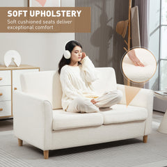 2-Seat Sofa Two-Seater Couch with Armrests and Wood Legs for Living Room, Bedroom, Dark Grey