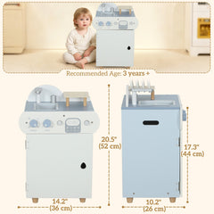 Wooden Dishwasher Playset, Play Sink Toys with Faucet, Turning Knobs and Accessories, Gift for Boys Girls Toddlers