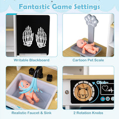 Play Doctor's Office Wood Medical Center Toy Set with Blackboard-White