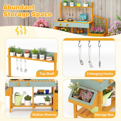 Play Kitchen for Kids Wooden Toy Kitchen Playset Pretend Mud Kitchen-Yellow