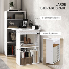 Modern Computer Desk with Storage Shelves, 47" Writing Table Workstation with Bookshelf for Home Office, Black
