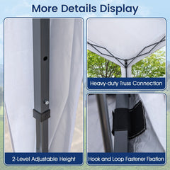 Pop up Canopy Tent with Portable Wheeled Bag 8 Stakes 4 Wind Ropes-White