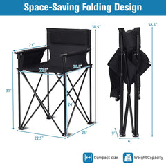 Portable 38 Inch Oversized High Camping Fishing Folding Chair