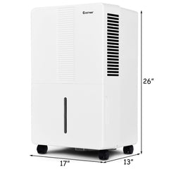 70 Pint Portable Dehumidifier, 17 Pint Bucket, Basement and Bedroom Presets, 3 Fan Speeds, White