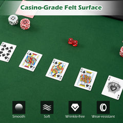 Portable 84 x 42 Inch 10-Player Foldable Padded Poker Table Top-Green
