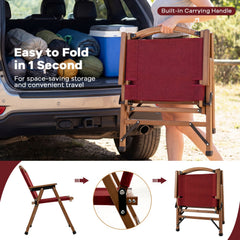 Portable and Lightweight Folding Camping Chair for Patio Picnic Leisure Fishing Travel Beach-Red