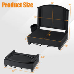 Portable Folding Bleacher Chair with Thick Padded Cushion, Removable Shoulder Strap-Black