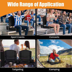 Portable Folding Bleacher Chair with Thick Padded Cushion, Removable Shoulder Strap-Black