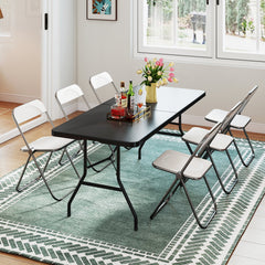 Portable Folding Camping Table with Carrying Handle-Black