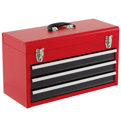 Portable Garage Mechanic Tool Cabinet Box with 3 Drawers-Black & Red