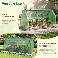 Portable Mini Greenhouse, Small Garden Greenhouse with PE Cover and Zippered Roll-up Door for Vegetables-Green