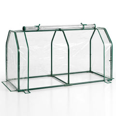 Portable Mini Greenhouse, Small Garden Greenhouse with PE Cover and Zippered Roll-up Door for Vegetables-Transparent