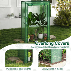 Portable Mini Greenhouse with Roll-Up Zippered Door-Green